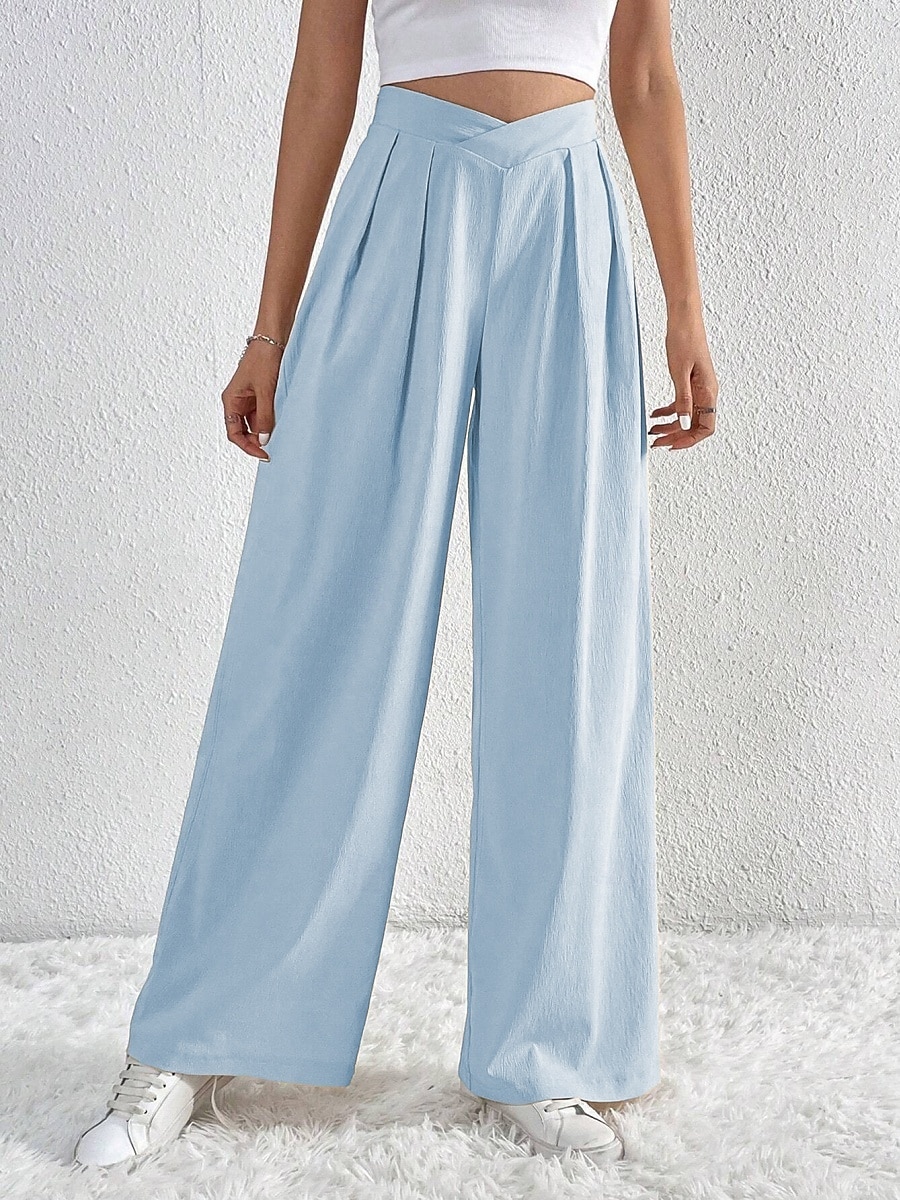 Per donna Gamba larga Pantaloni Streetwear Casual Lungo Vita Alta Semplice Traspirabilità Morbido Micro-elastico Vacanza Streetwear Abbigliamento quotidiano Nero Rosa Blu chiaro Albicocca Autunno del 2025 a $26.99 –P12