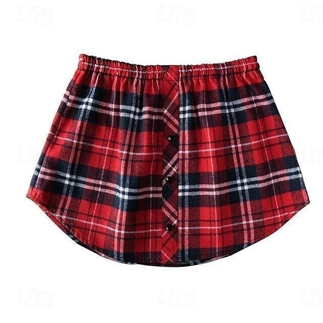 extensor de camisa versátil em camadas saia com bainha falsa para mulheres xadrez meia saia cobertura inferior para moletons blusas com capuz look casual chique de 2025 por $14.49 –P10