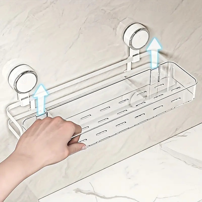 mensola da bagno con ventosa montata a parete, mensola impermeabile per cosmetici con drenaggio, perfetta per il bagno &organizzazione della cucina del 2025 a $29.99 –P7