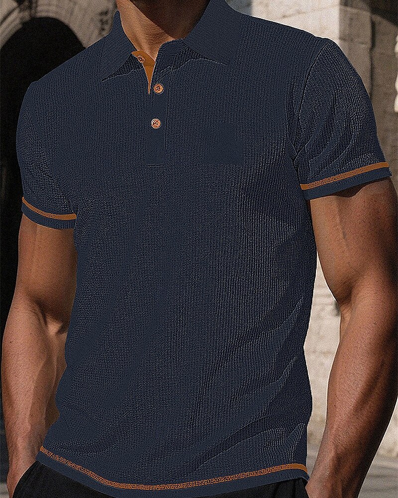 Herren Golfshirt Golf Poloshirts Arbeit Lässig Revers Kurzarm Basic Modern Einfach Knöpfe Jacquard Sommer Frühling Normale Passform Schwarz Weiß Marineblau Blau Dunkelgray Hellblau Golfshirt 2025 - $17.99 –P2