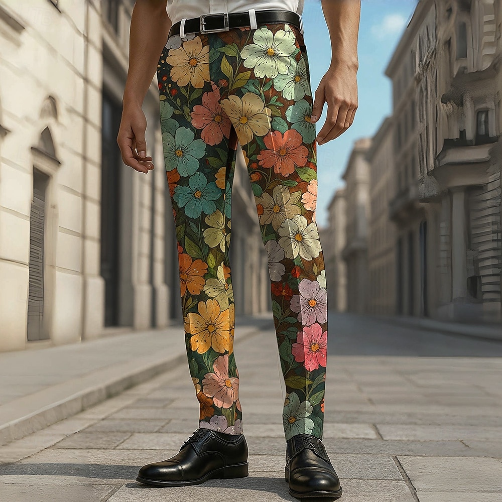 Herren Anzughose Hose Blumendruck Blumen Volle Länge Outdoor Urlaub Täglich Lässig Formell Blau Grau Mikroelastisch 2025 - $29.99 –P1