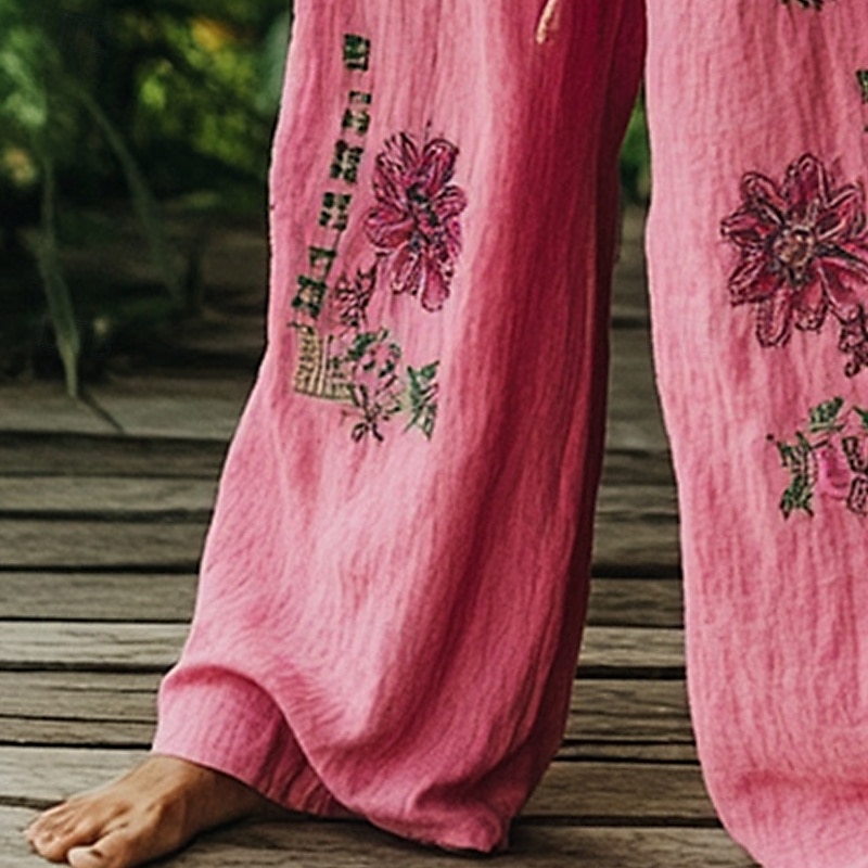 Per donna Gamba larga Pantaloni Pantaloni Palazzo Moda Boho Lunghezza intera Vita Alta Fiore Elastico in vita Coulisse Stampato Traspirabilità Confortevole Streetwear Abbigliamento quotidiano Uscire del 2025 a $20.99 –P3