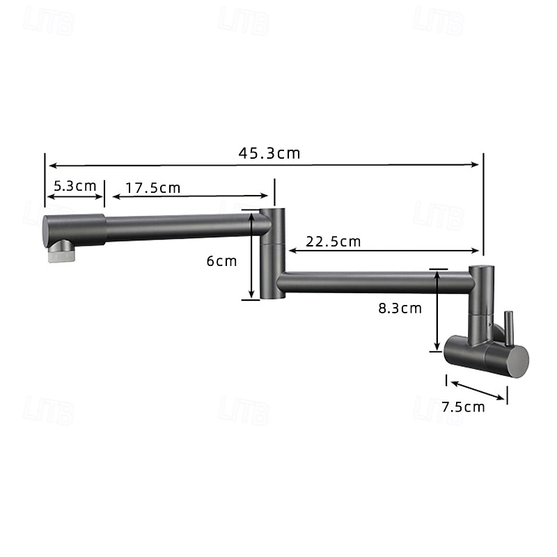 2026年 水栓 - シングルハンドルつの穴 ブラッシュドニッケル / ステンレススチール 標準スパウト / ポットフィラー 壁式 現代コンテンポラリー Kitchen Taps  コレクション – $145.99 –P7