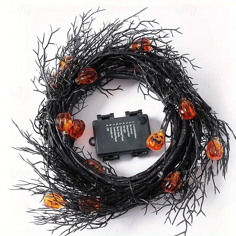 LED Halloween Pumpkin Lights Rattan Lights 1.8m 54leds Battery Powered 8 Modes Lighting Halloween Party Decoration Home Balcony Window Scene Decorations 2025 - $34.99 –P6