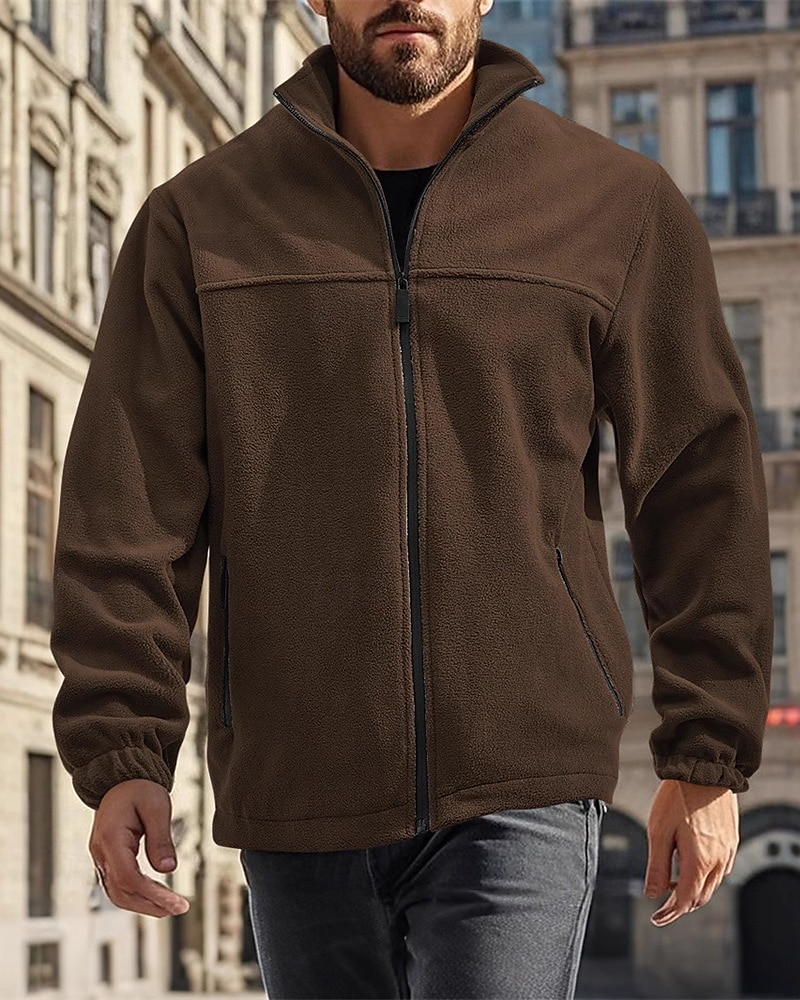 Bărbați Hanorca Fleece Polar Jachetă din lână Hanorac cu fermoar complet Negru Mov Portocaliu Gri Deschis Gri Închis Guler în picioare Simplu Buzunar Sporturi & Exterior Zilnic Concediu Poliester Șic 2025 - $32.99 –P11