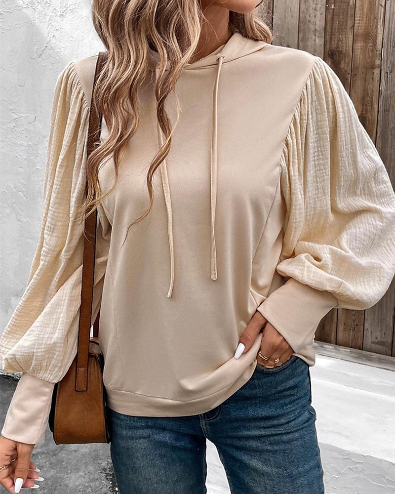 Femmes Sweat à capuche Uni Streetwear Occasionnel Confortable manche longue À capuche Hauts Réguliers Rue Fête Sortir Cordon de serrage Kaki Printemps Automne de 2025 ? $29.99 –P1