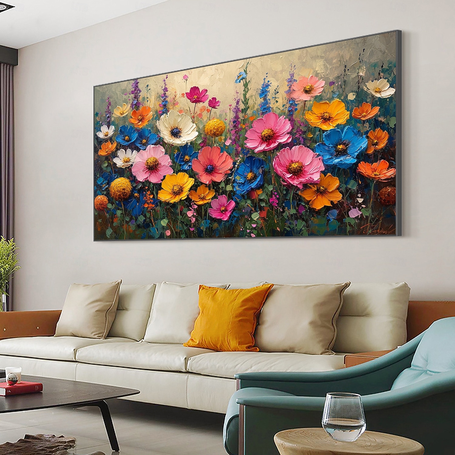handgemachtes Ölgemälde auf Leinwand, Wandkunst, Dekoration, abstraktes, farbenfrohes Blumengemälde, Blumengemälde für die Inneneinrichtung, gerolltes, rahmenloses, ungedehntes Gemälde 2025 - $147.99 –P2