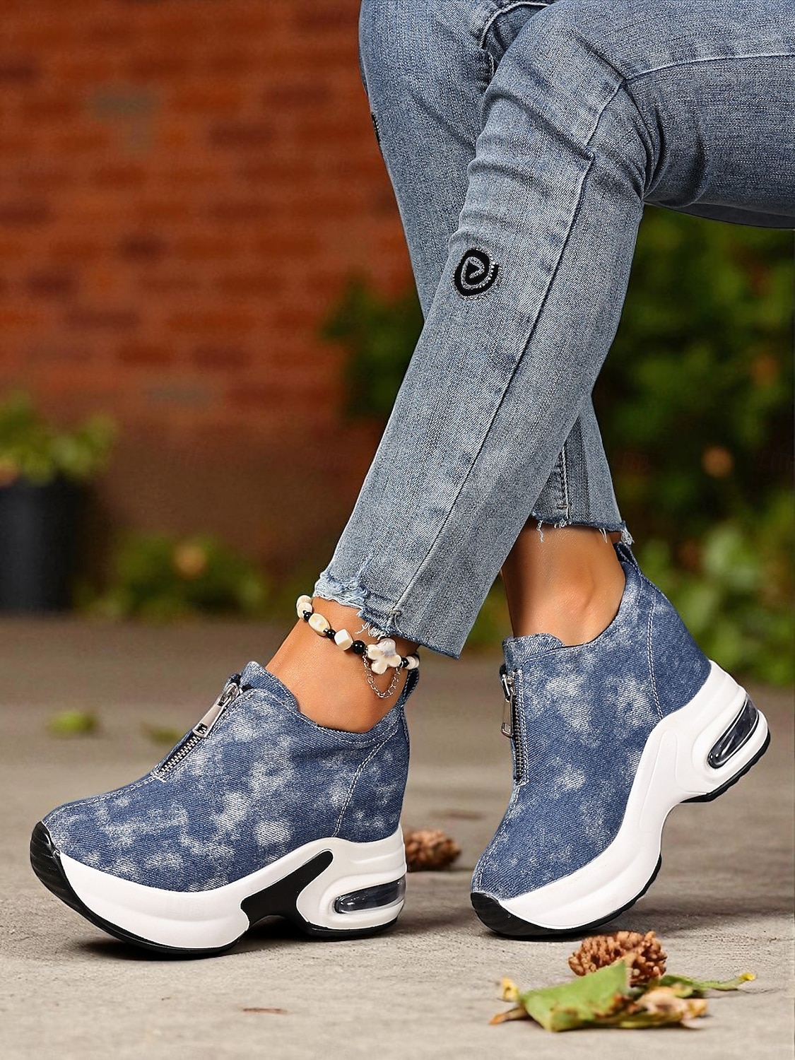 Women's Canvas Platform Sneakers with Air Cushion – Trendy Zip-Up Wedge Walking Shoes for Casual Outfits, Street Style and Travel 2025 - $32.99 –P6
