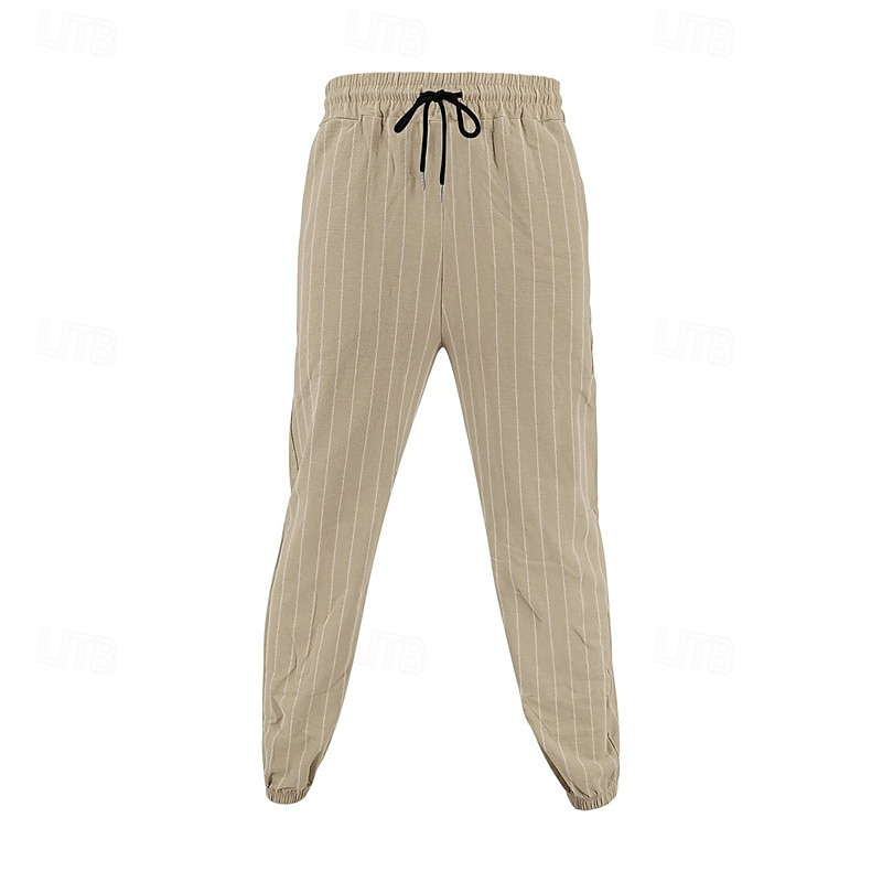 Hombre Pantalones de lino y algodón Pantalones deportivos Pantalones de Deporte Persona que practica jogging Pantalones Bolsillo Cintura elástica Correa A Rayas Comodidad Deporte Diario Moda Casual 2025 - $23.99 –P13