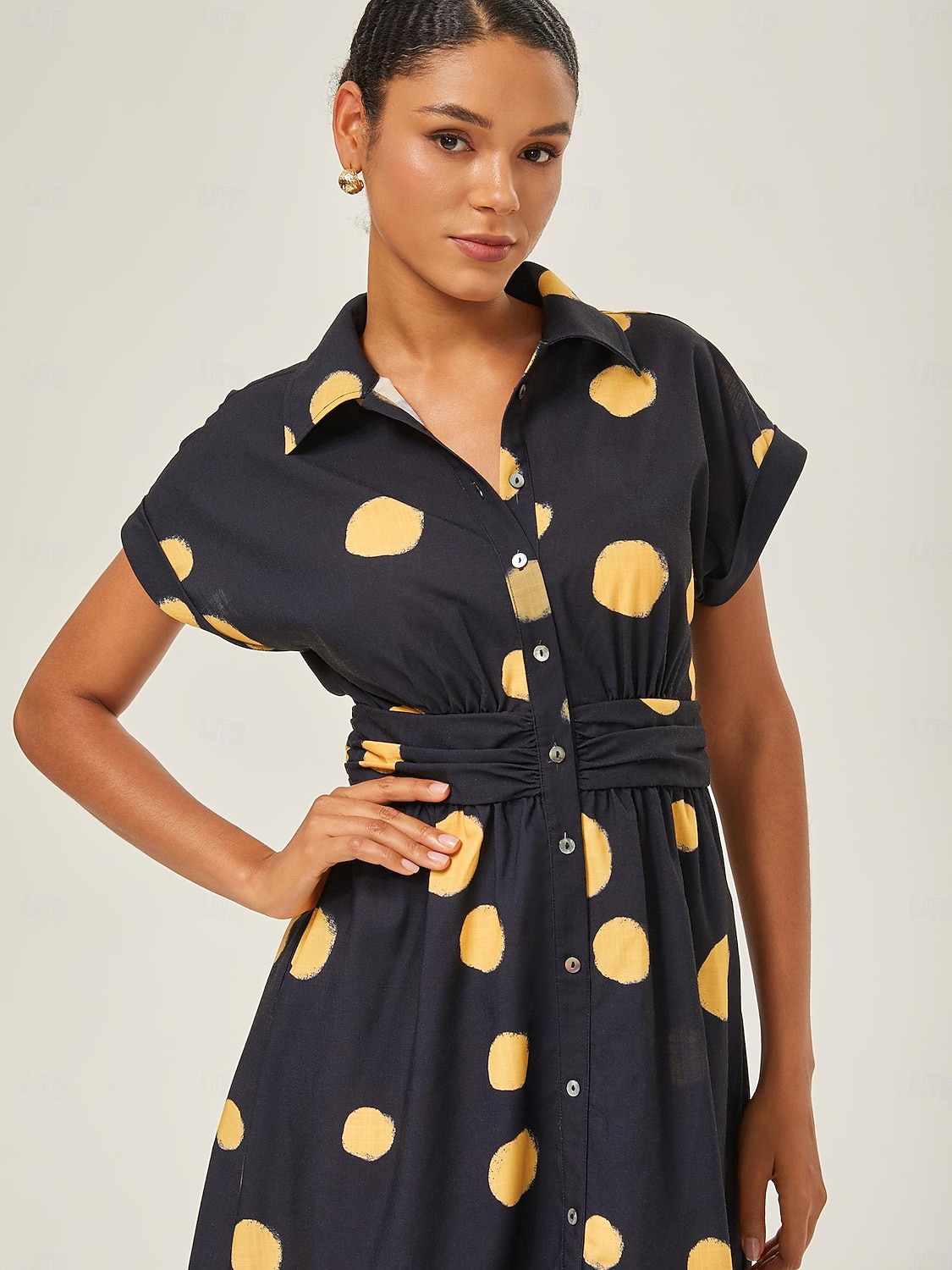 Per donna Da donna Vestito Casual Nero Manica Corta Pois Estate Colletto a Camicia Vacanza XS S M del 2025 a $74.99 –P5