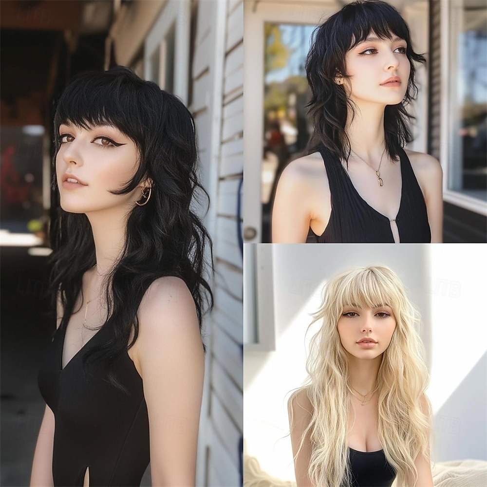 80s 90s Retro Black Mullet Wigs Pixie Cut Wigs with Bangs for Women Wolf Cut Wig Middle Part Black Synthetic Heat Resistant Fiber Costumes Cosplay Hair Wig for Daily Party Use 2025 - $22.99 –P6