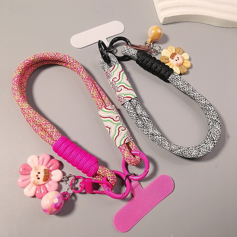 Corde courte imprimée pour téléphone portable, pendentif fleur, corde tissée courte à double usage, corde de suspension robuste pour voyage en plein air pour hommes et femmes de 2025 ? $6.99 –P6