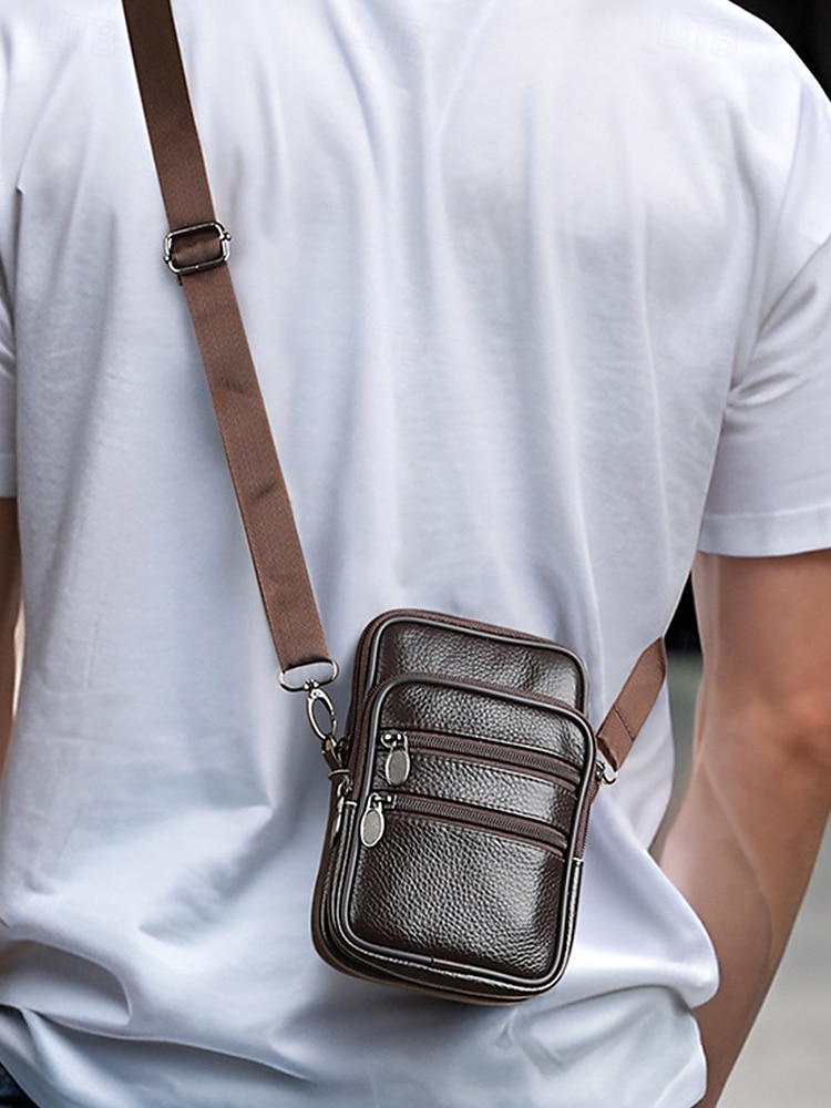 Geantă de umăr crossbody din piele pentru bărbați, cu design multi-buzunare, geantă mică de călătorie și geantă de talie pentru uz zilnic casual și activități în aer liber 2026 - $14.99 –P1