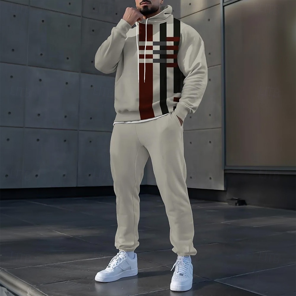 Per uomo Blocco di colori A righe 2 pezzi Set di felpe 3D Tuta Felpa con Cappuccio Manica Lunga Pantaloni lunghi Con Cappuccio Casual Quotidiano Moderno Athleisure Stampa 3D Primavera Autunno Inverno del 2025 a $39.99 –P1