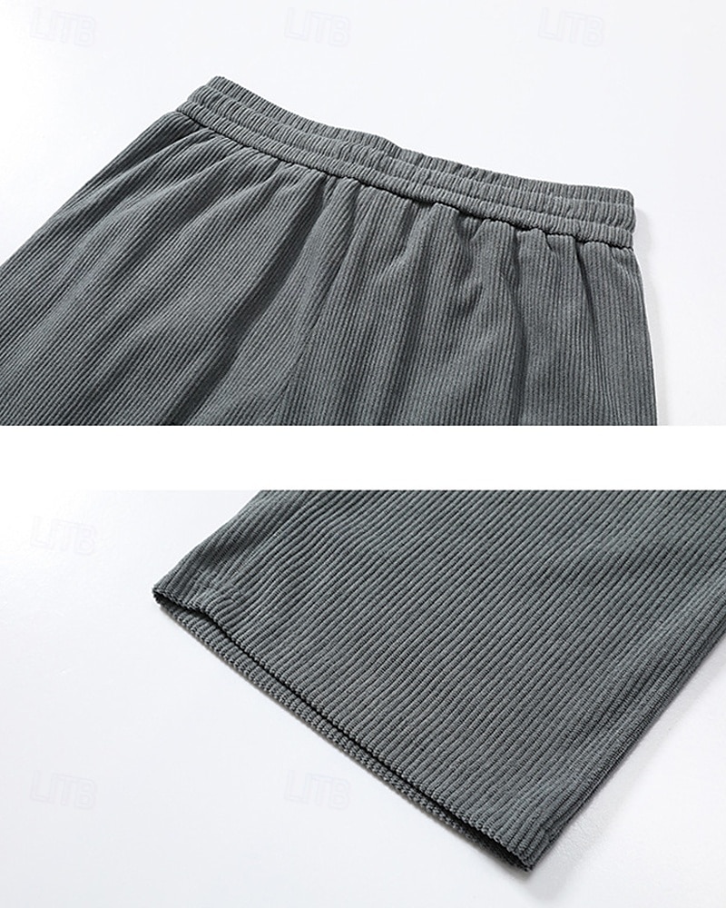 Homens Calças de Veludo Calças Calça casual Bolsos Cintura elástica Com Cordão Tecido Conforto Esportes Diário Moda Casual Preto Branco Micro-Elástica de 2025 por $26.99 –P4