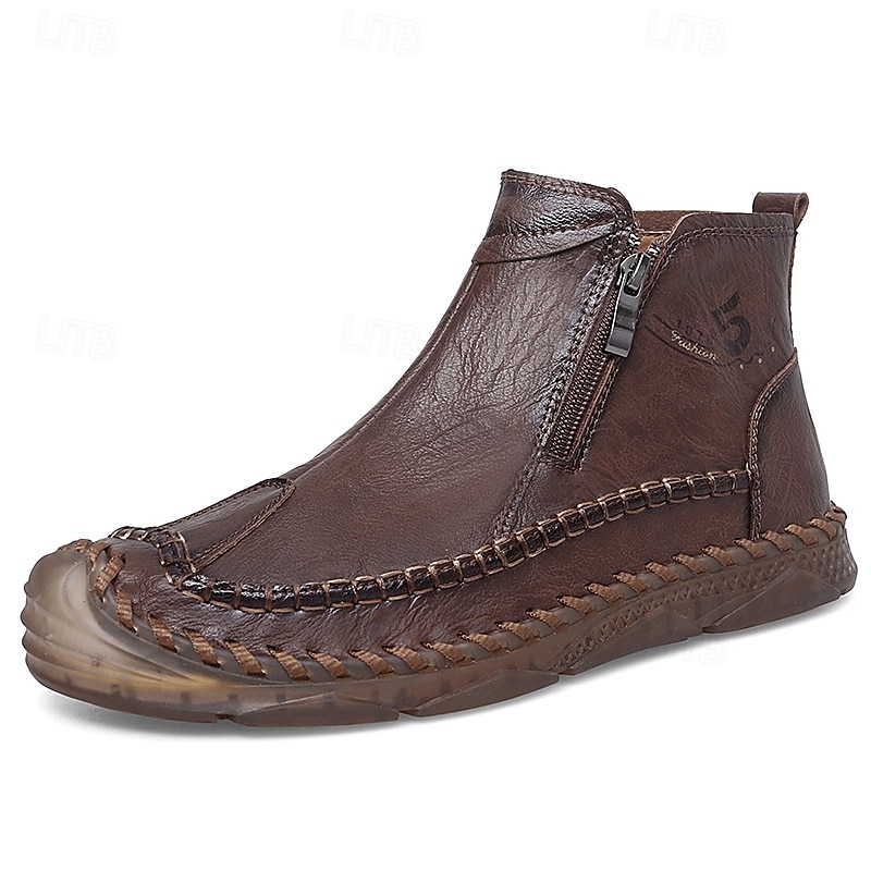 Bottines zippées faites main pour hommes pour un confort quotidien – bottes de marche décontractées de style vintage pour les voyages d'automne et les aventures urbaines de 2025 ? $46.99 –P1