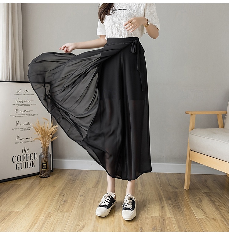 Per donna Gamba larga Chinos Casual Lunghezza intera Naturale Semplice Gamba larga Coulisse Comodo Traspirabilità Casual Quotidiano Nero Rosa Blu Primavera Autunno Vestibilità comoda del 2025 a $22.99 –P11