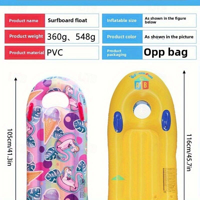 Thick PVC Inflatable Surfboard  Multi-Color with Fun Designs Perfect for Swimming and Outdoor Water Activities Beach Accessories Durable Surfboard 2025 - $29.99 –P2