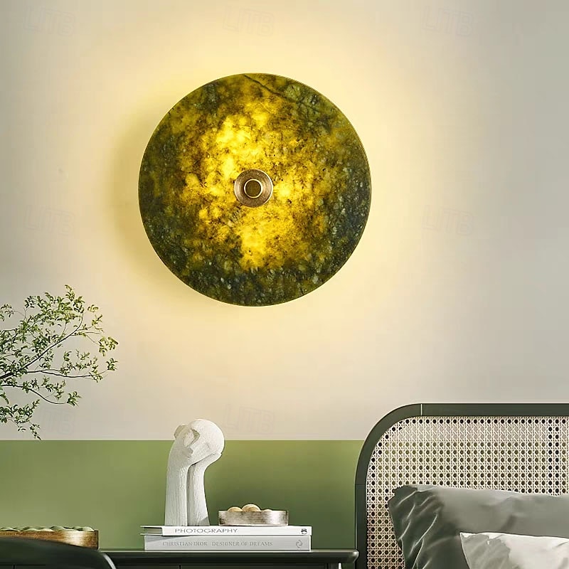 Aplique de pared de mármol, apliques de pared modernos, apliques de pared de estilo rústico con pantalla de vidrio transparente, apliques de pared para sala de estar, dormitorio, escalera, baño, 2025 - $187.99 –P7