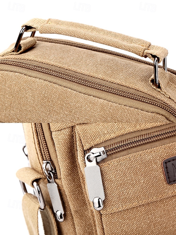 Borsa a tracolla da uomo in tela resistente all'acqua con design antigraffio, borsa a tracolla casual in stile vintage per esterni, viaggi e uso quotidiano del 2025 a $18.99 –P13