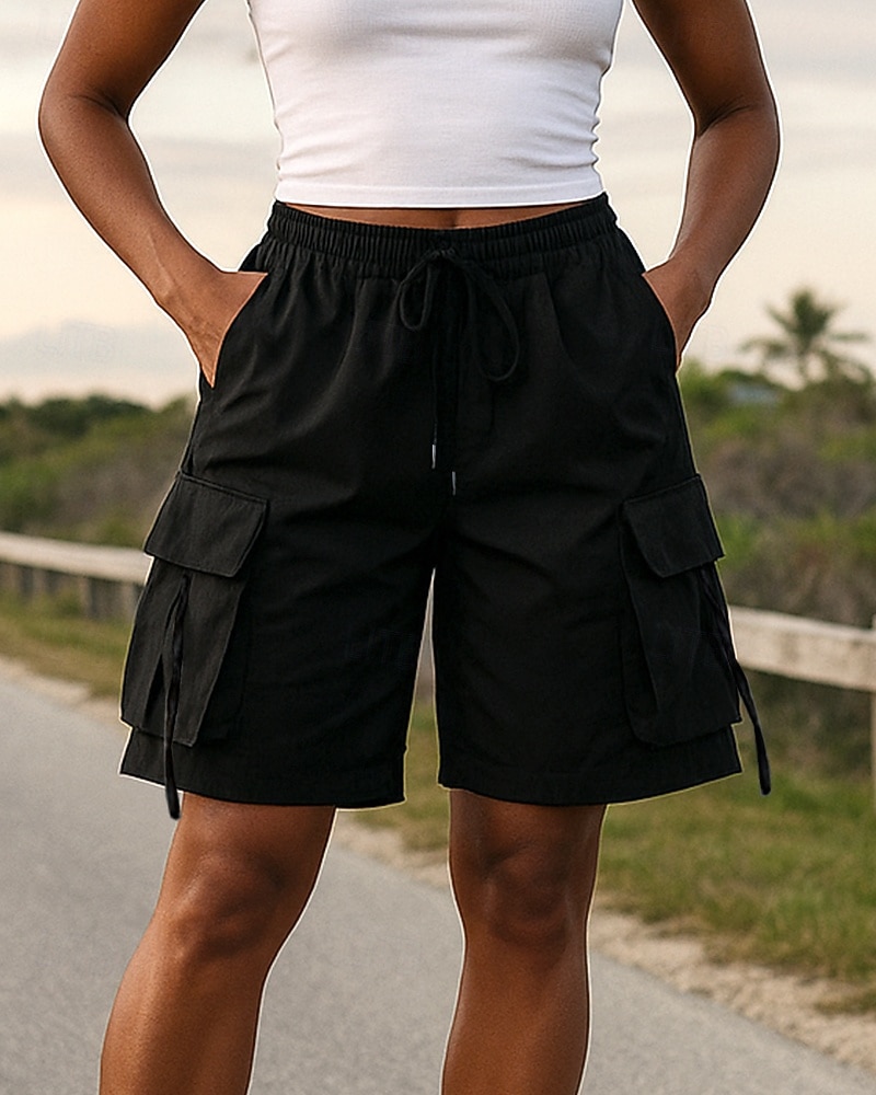 Femmes Shorts de course Shorts Cargo Cordon de serrage Avec Poches Taille haute Bas Salle de sport Athleisure Entraînement Été Séchage Rapide Respirant Entraînement en salle Extérieur Course Coupe de 2026 ? $15.49 –P1