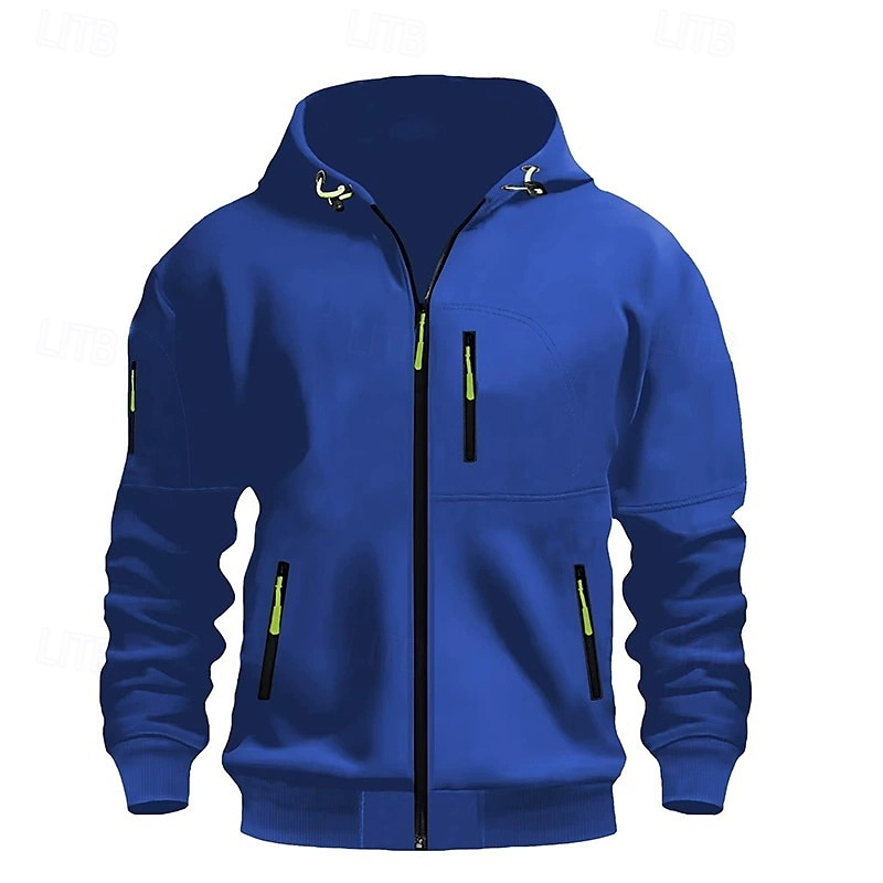 Per uomo Felpa con cappuccio Felpa con cappuccio a zip intera Nero Bianco Vino Blu marino Blu Reale Con Cappuccio Semplice Con zip Tasca Sport & Outdoor Quotidiano Ferie Poliestere Streetwear del 2025 a $22.99 –P9