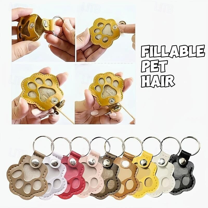 Portachiavi in pelle a forma di zampa di animale domestico, ciondolo creativo per conservare i ricordi dei peli di cane e gatto, grazioso accessorio per la decorazione di borsetta. del 2025 a $9.99 –P2