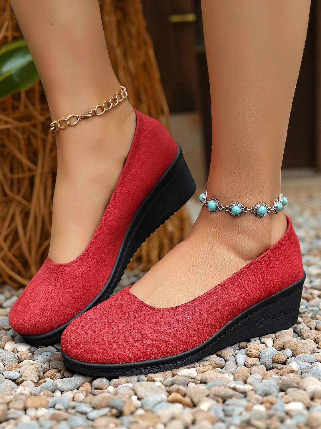 Sapatos femininos vermelhos de salto baixo e salto baixo – calçados leves e confortáveis para festas no pátio, reuniões no jardim e estilo cotidiano de 2026 por $24.99 –P2
