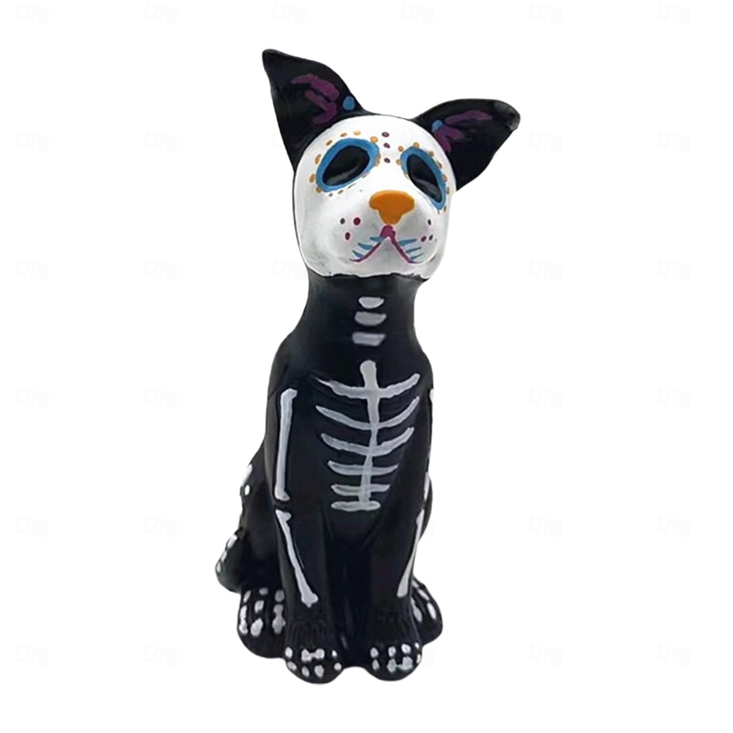 Socha psa na Den mrtvých, halloweenské cukrové lebky, socha zvířat z pryskyřice, ozdoba 2025 - $12.49 –P8