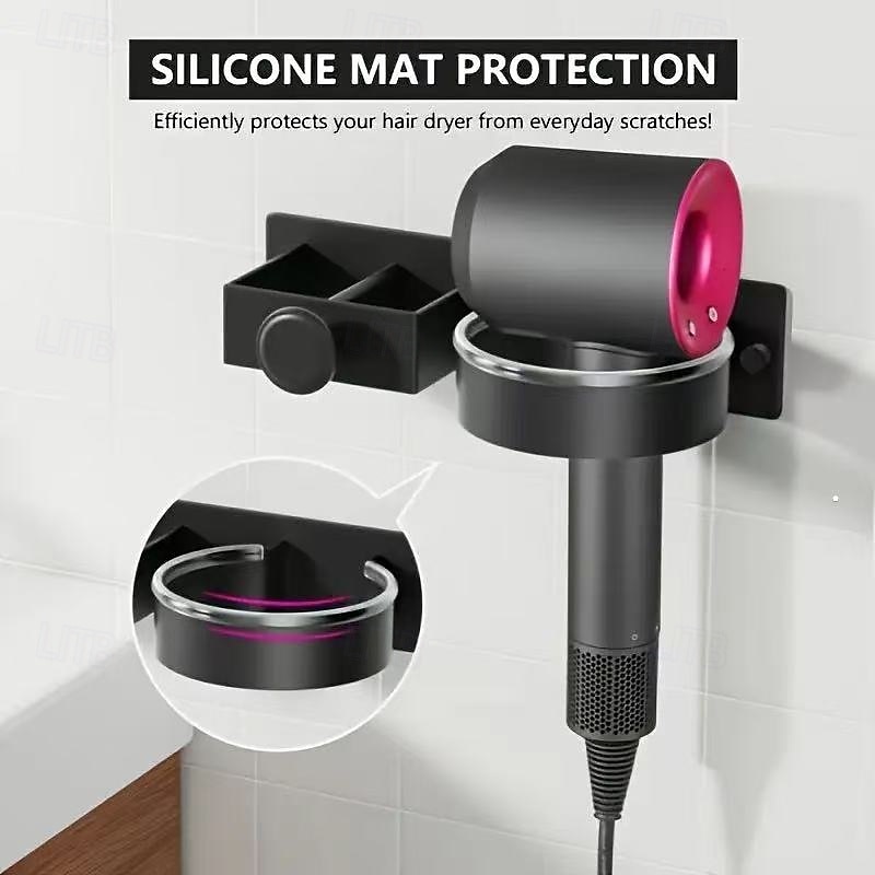 Wandmontierter Organizer für Haarwerkzeuge, Badezimmer-Aufbewahrungshalter ohne Bohren für Haartrockner und Glätteisen &Lockenstab, leichter 300 g Haar-Accessoire-Ständer mit Handtuchhaken, passt zu 2026 - $23.99 –P9