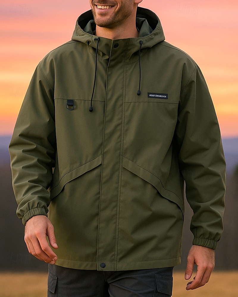 Voor heren Softshell jas Wandeljack Buiten waterdicht Winddicht Wandeloutfits Wandelkleding Lente Herfst Jack Jagen Klimmen Hardlopen Effen Kleur Zwart Leger Groen 2025 - $61.99 –P1