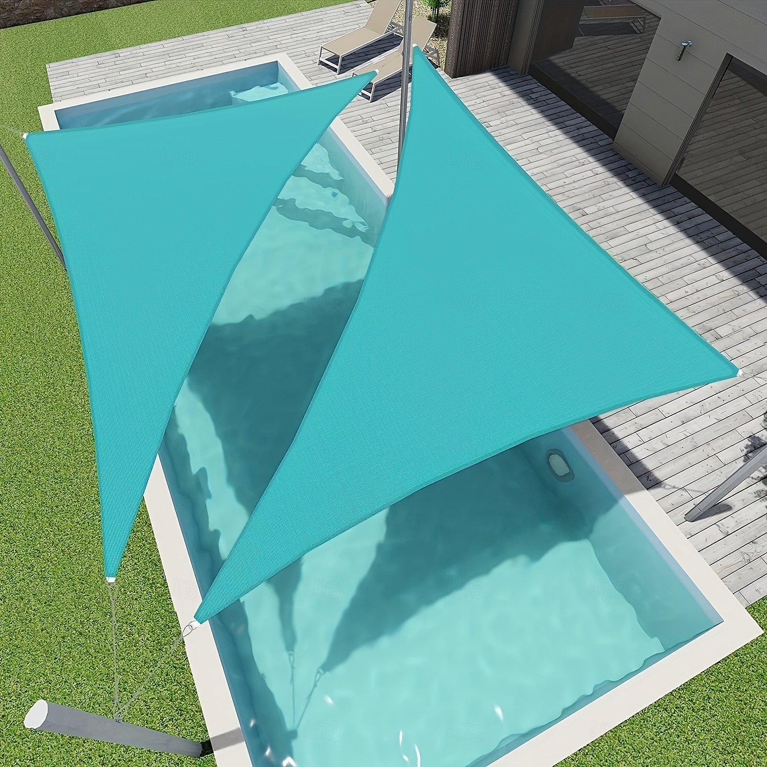 1 voile d'ombrage triangulaire d'extérieur résistant aux UV, utilisé pour les pavillons, les jardins, les piscines, bleu ciel de 2025 ? $32.99 –P3