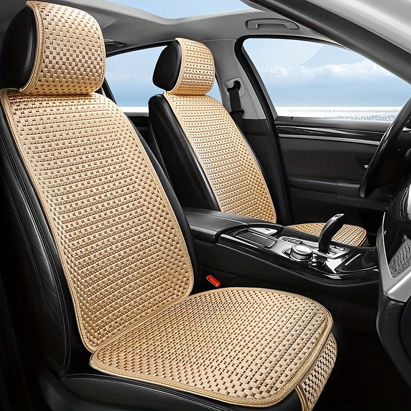 2025年 シンプルで多用途なデザインとクールな素材を使用したフロントシングルシート用の必須サマーシートクッション1セット。快適で通気性があり、取り付けが簡単です。  コレクション – $25.99 –P8