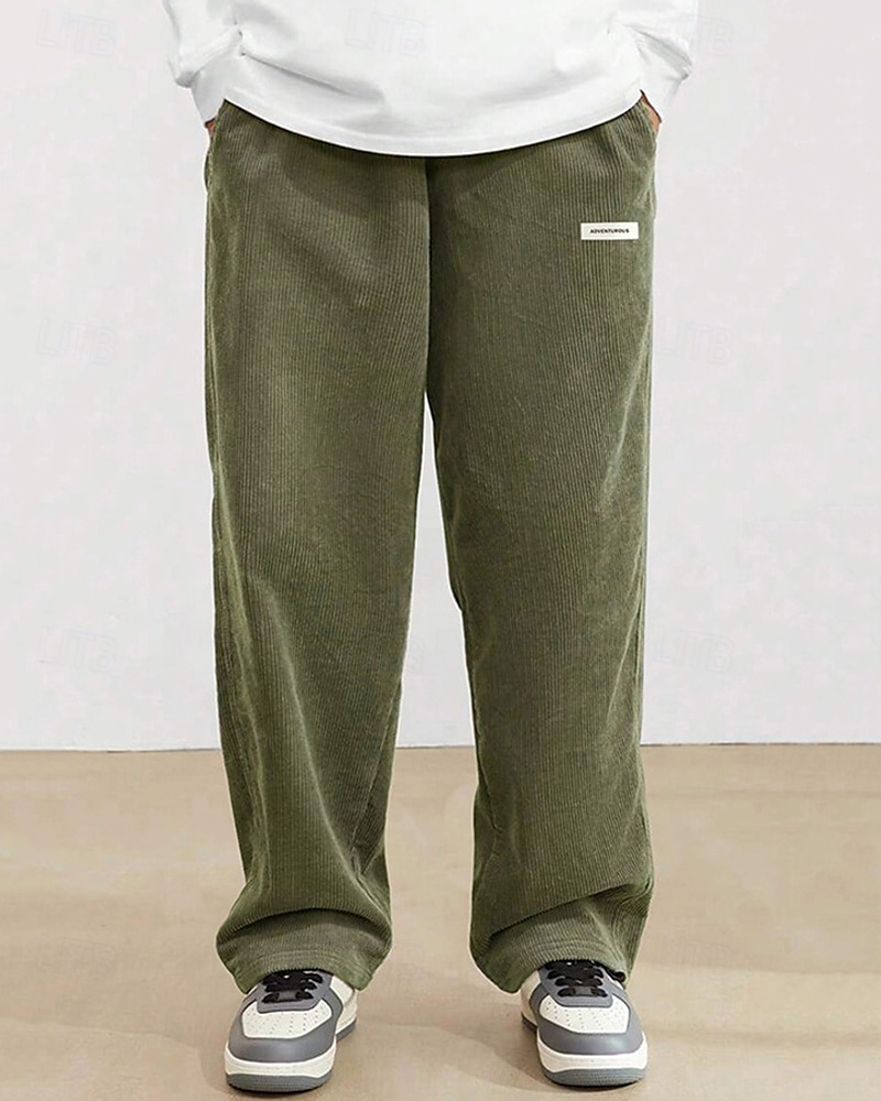 Homens Calças de Veludo Calças Calça casual Bolsos Cintura elástica Com Cordão Tecido Conforto Esportes Diário Moda Casual Preto Branco Micro-Elástica de 2025 por $26.99 –P11