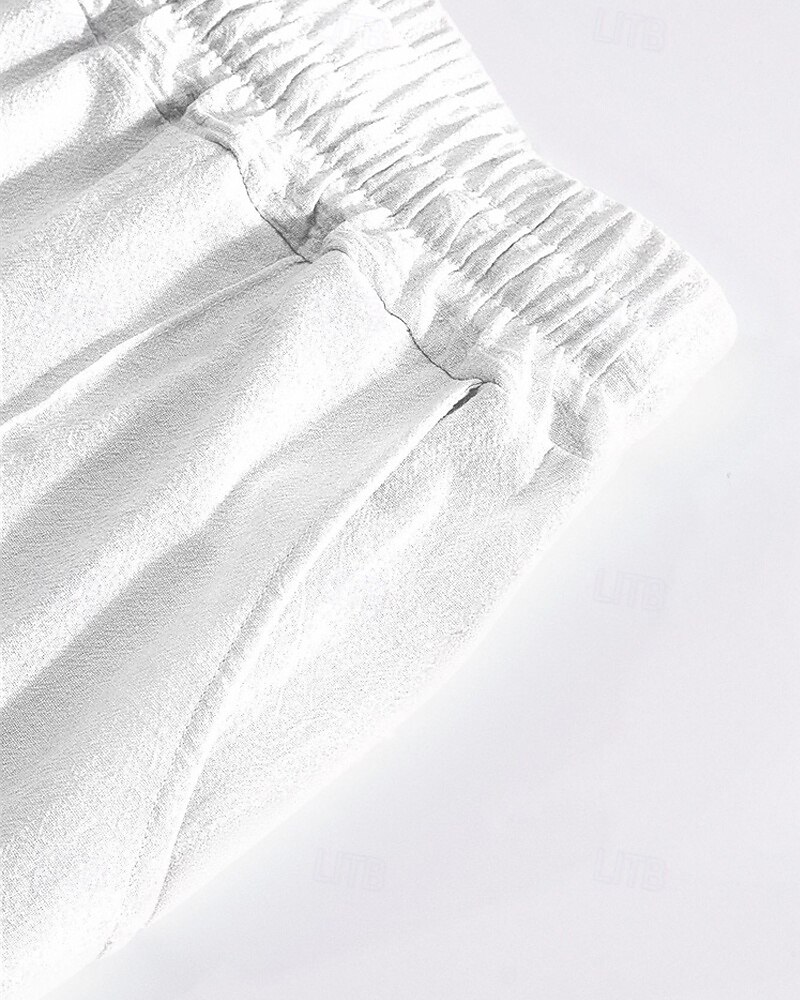 Per uomo Pantaloni in cotone e lino Pantaloni Pantaloni della tuta a gamba dritta Tasca Elastico in vita Coulisse Semplice Comodità Sport all'Aperto Quotidiano Moda Casual Nero Bianco Micro-elastico del 2025 a $18.99 –P4