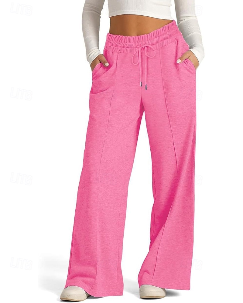 2026年 女性用 ワイドレッグ スラックス ストリートファッション カジュアル 全長 ナチュラルウエスト 平織り ポケット 弾性巾着デザイン 快適 ストリート デイリーウェア 週末 暗灰色 アプリコット ダークブラウン ブラック 秋 レギュラー  コレクション – $22.99 –P8