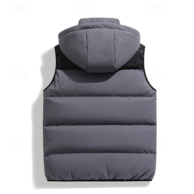 Herren Wanderweste Pufferweste Ärmellos Weste Außen Thermowarm Winter Reißverschluss Tasche Polyester Schwarz Grün Khaki Jagd Angeln Klettern 2025 - $44.99 –P4