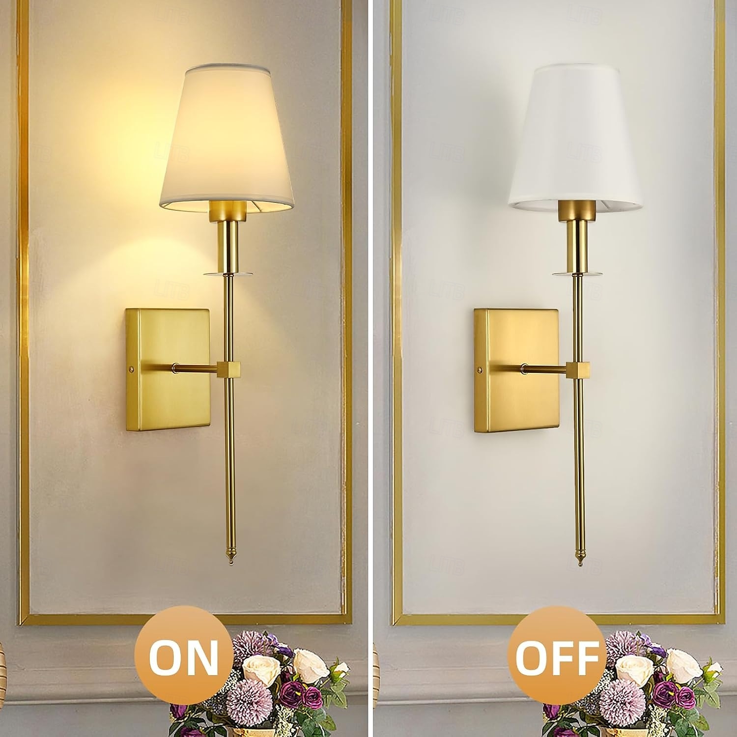 Retro zlaté nástěnné noční lampičky, svícny, nástěnné lampy do ložnic s látkovým stínidlem do ložnice, obývacího pokoje, chodby a kuchyně 2025 - $28.99 –P4