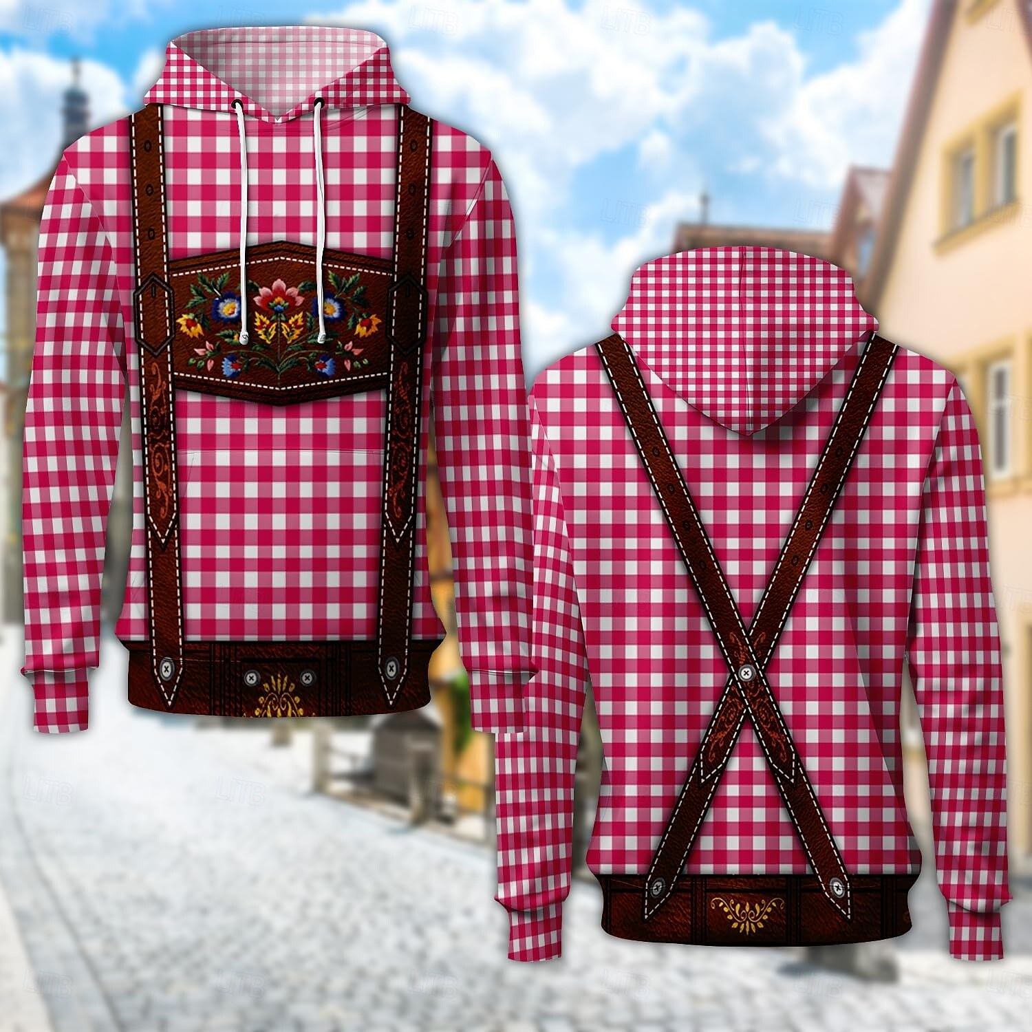 Oktoberfest Lederhosen-tryck Dirndl-tryck Huvtröja Pullover Bayersk München Tyska Grafisk Till Par Herr Dam Vuxna Karnival Oktoberfest öl 3D-utskrift Fest Ledigt / vardag 2025 - $29.99 –P2
