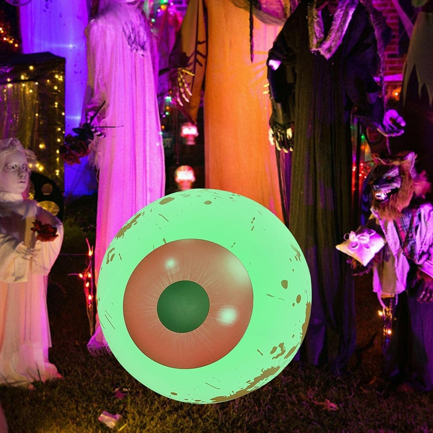 1 ks halloween 40/60cm nafukovací vzduchový model rgb oční dekorační lampa vnitřní a venkovní nádvoří zahradní párty hororová a podivná atmosféra dekorační světla 2025 - $15.99 –P17