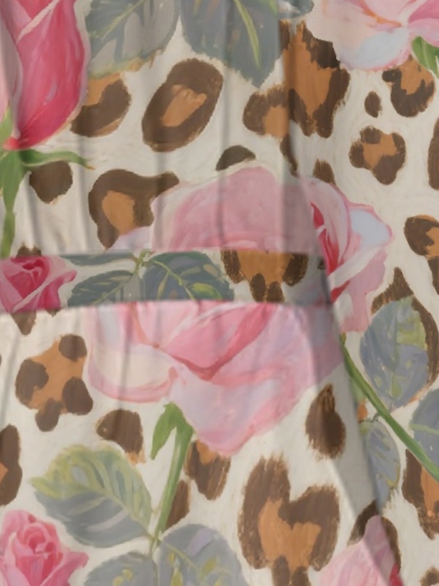 Dames Halflange jurk Casual jurk Chiffon Swingjurk Modern Vakantie Dagelijks Weekend Normale pasvorm Bloemig Vlinder Lange mouw V-hals Blozend Roze Donkergroen Groen Zomer Lente Herfst 2025 - $31.99 –P4