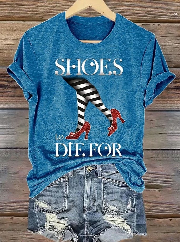 Koszulka damska graficzny nadruk czarownicy styl vintage klasyczna krótki rękaw dekolt okrągły standardowe bluzki codziennie weekendowy nadruk czarny biały niebieski pomarańczowy zielony lato jesień 2026 - $22.99 –P2