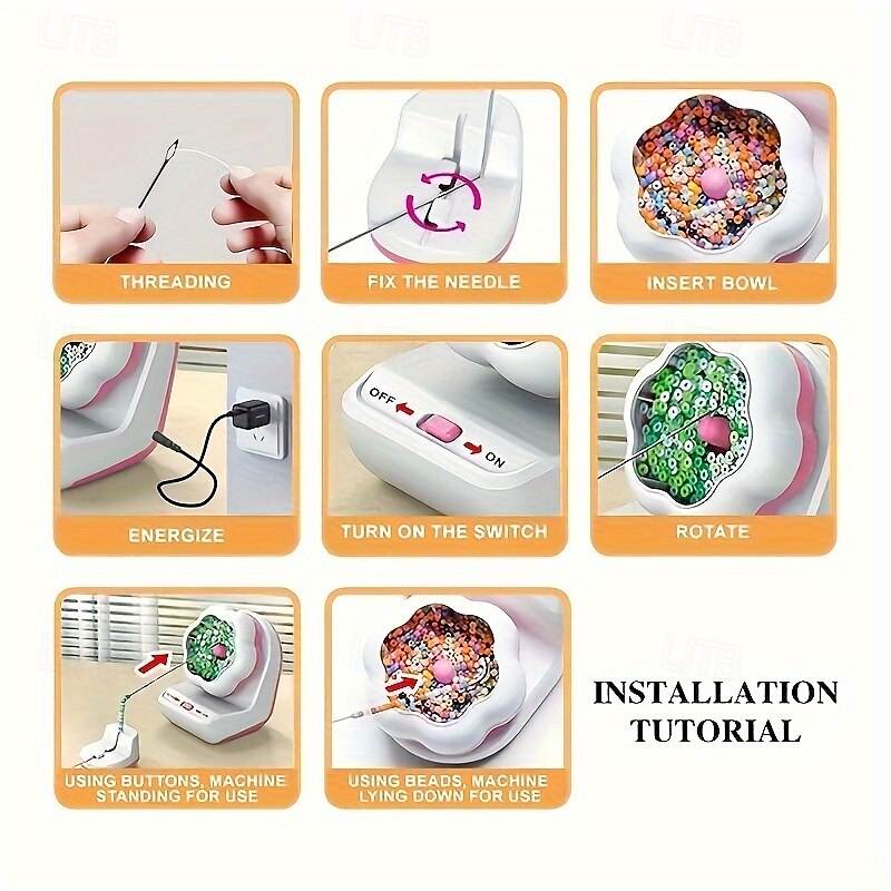 Fully Automatic Bead Rotating Machine Vertical and Horizontal Electric Turntable DIY Professional Rice Bead Tassel Jewelry Making Tool Creative Handmade Bracelet Weaving Kit Perfect Birthday Gift 2025 - $41.99 –P2