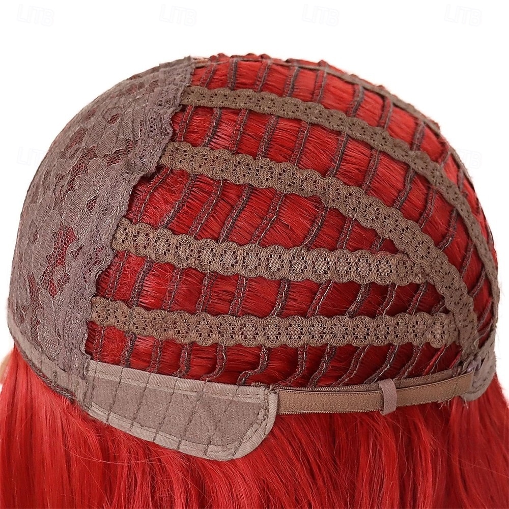 Perruques rouges chaudes de 22 pouces de long pour femmes perruque bouclée de partie latérale vague taille moyenne fibre synthétique cosplay lierre vénéneux perruque Ariel pour la fête costumée de 2025 ? $27.99 –P6