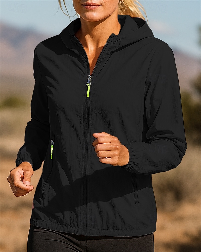 Жен. Куртка для бега Куртка для активного отдыха Карманы Полный почтовый индекс Длинный рукав Верхняя одежда Атлетический Осень Однотонный 2025 - $18.99 –P8