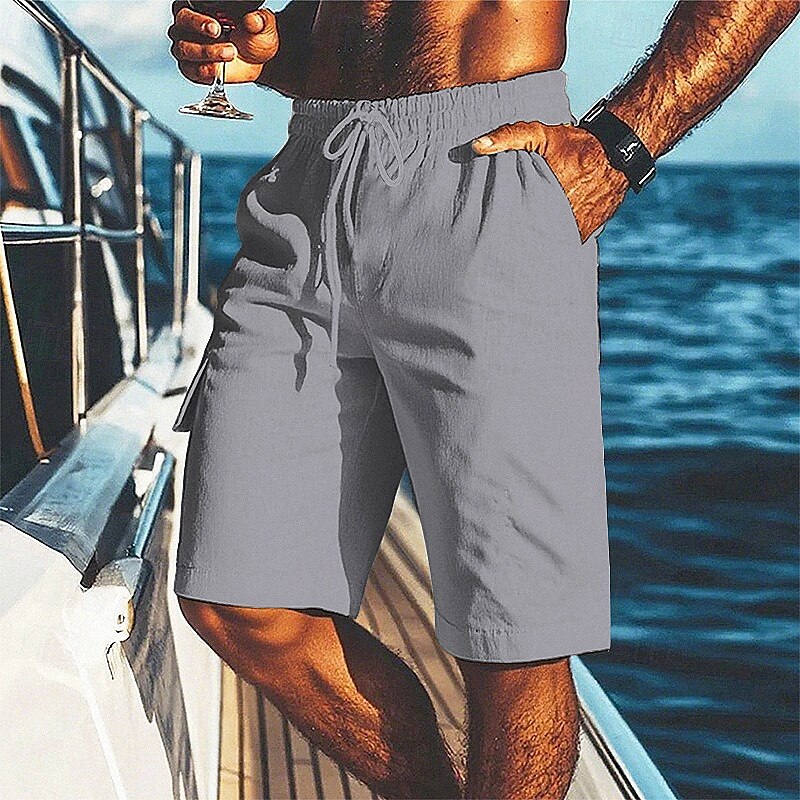 Per uomo Shorts Shorts di Lino Pantaloncini Estivi Shorts da Spiaggia Tasca Elastico in vita Coulisse Semplice Comodità Traspirante Corto Vacanza Ferie Spiaggia Hawaiano Boho Nero Bianco del 2025 a $16.49 –P5