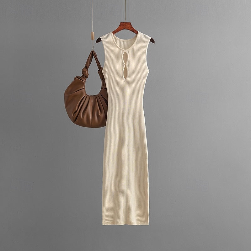 Femmes Robe Longue Maxi Robe Robe Blanche Robe Décontractée Sexy Robe Mode Extérieur Soirée Fête Coupe régulière Uni Sans manches Col ras du cou Bleu Violet Beige Été de 2025 ? $22.99 –P4