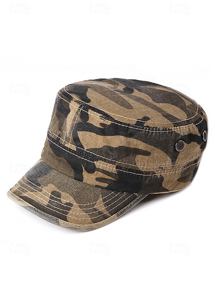 Militär-Kadettenmütze im Camouflage-Look für Herren – Baumwollkappe im Army-Stil mit verstellbarer Passform für Outdoor-Abenteuer und Streetwear 2025 - $14.99 –P4