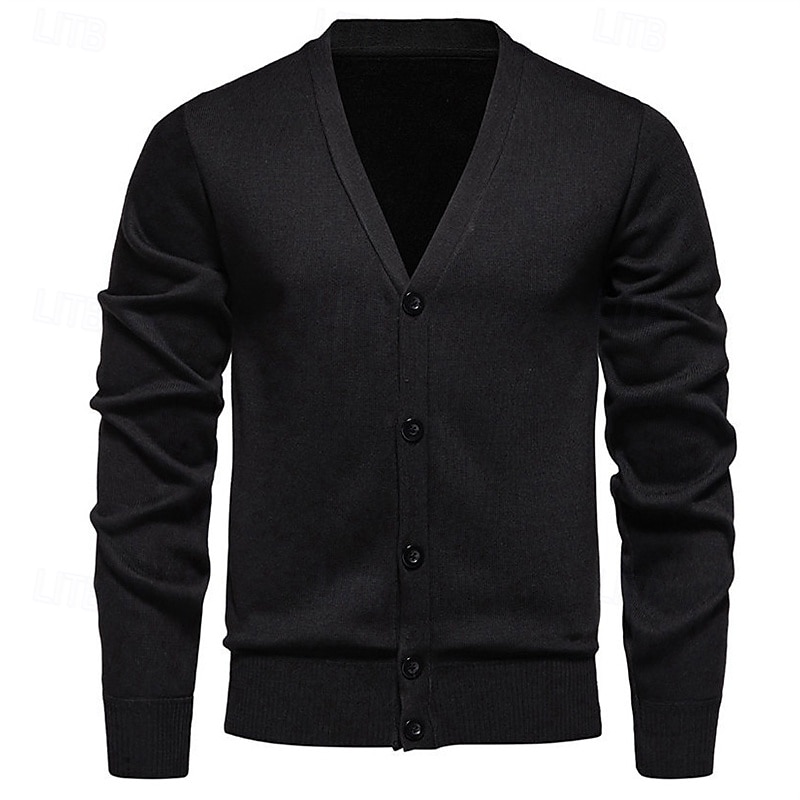 Voor heren Vest Trui Vest Bijgesneden vest trui Bijgesneden trui Geribd breien Normale tops Dichtknopen Gebreid Effen / effen kleur V-hals Stijlvol Casual Alledaagse kleding Uitgaan Kleding Herfst 2026 - $26.99 –P9