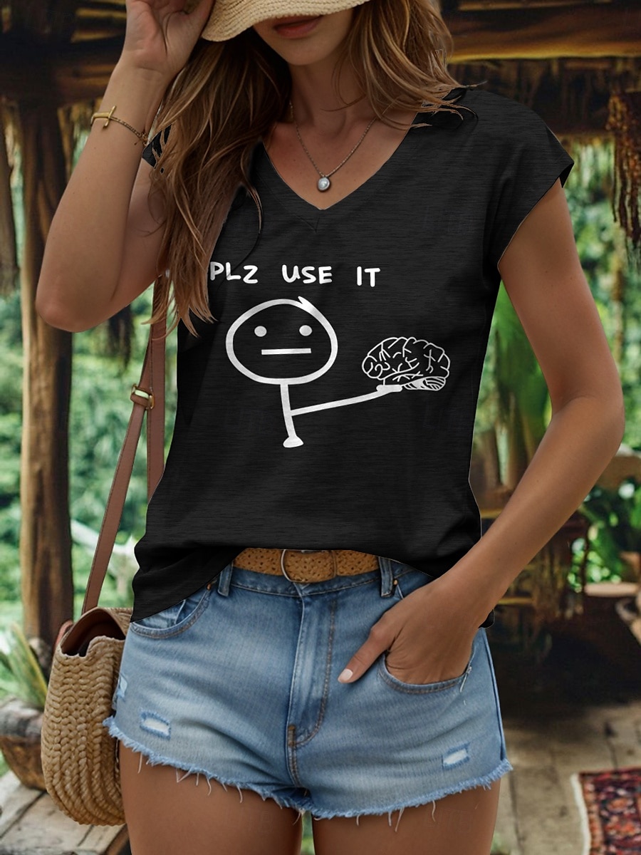 Débardeur camisole à lettres graphiques pour femmes, vintage, élégant, classique, sans manches, manches courtes, col en V, hauts classiques, vêtements de vacances quotidiens, imprimé noir, blanc, de 2025 ? $17.99 –P1